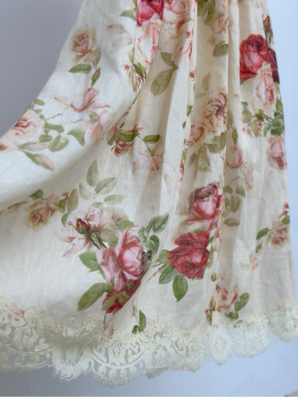 Zimmermann Cream Floral Bustier Midi Dress with Gold Chain Straps - Picture 7 of 9